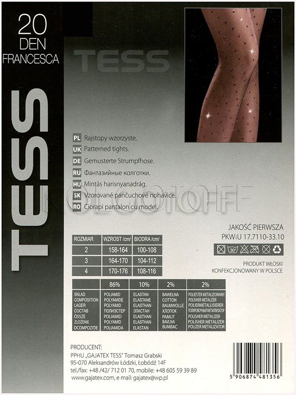 Колготки с люрексом оптом TESS Francesca 20